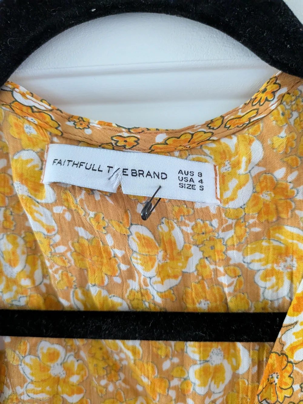 Faithfull the Brand Mustard Gold Floral Wrap Top
